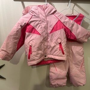 Columbia Kids Infant Pink Coat Jacket and Bibs Snow Suit set 18 months